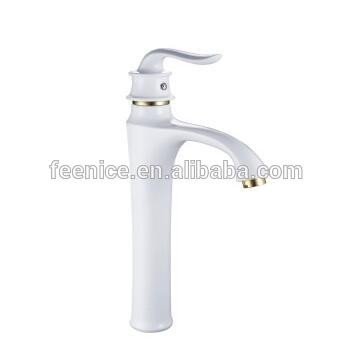 luxury white color painted high basin faucet